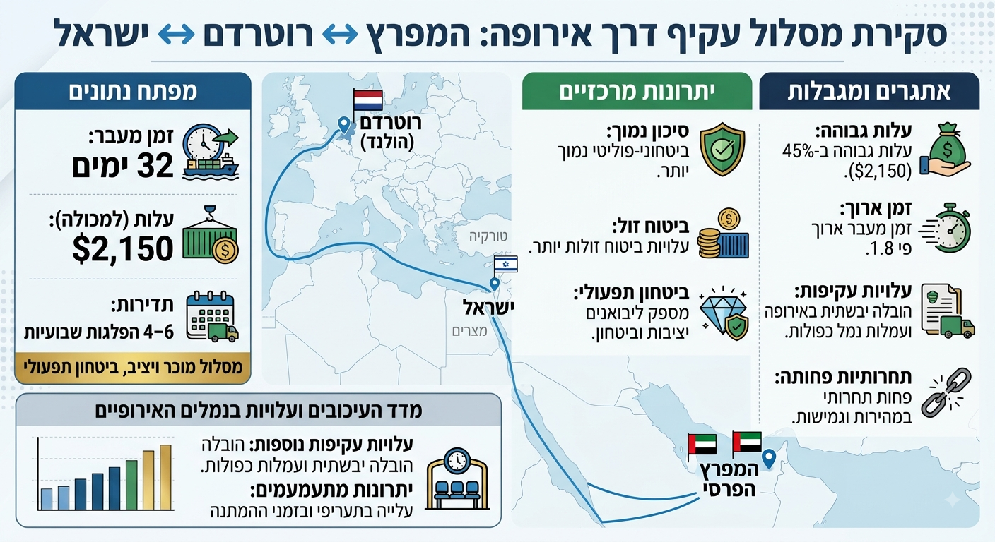 איור המסלול העקיף דרך אירופה